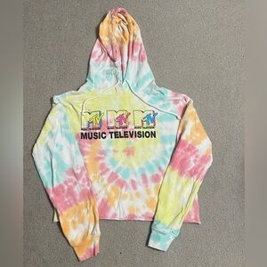 MTV Juniors’ Tie-dye SMALL Cropped Pullover Hoodie